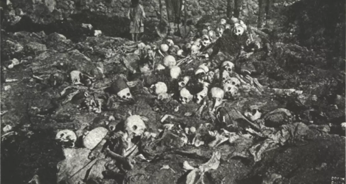 Schädel von lebendig verbrannten Armeniern aus dem Dorf Ali-Srnan. | Arbeitsgruppe Anerkennung - Gegen Genozid, für Völkerverständigung e.V. | Ref-Nr. img085