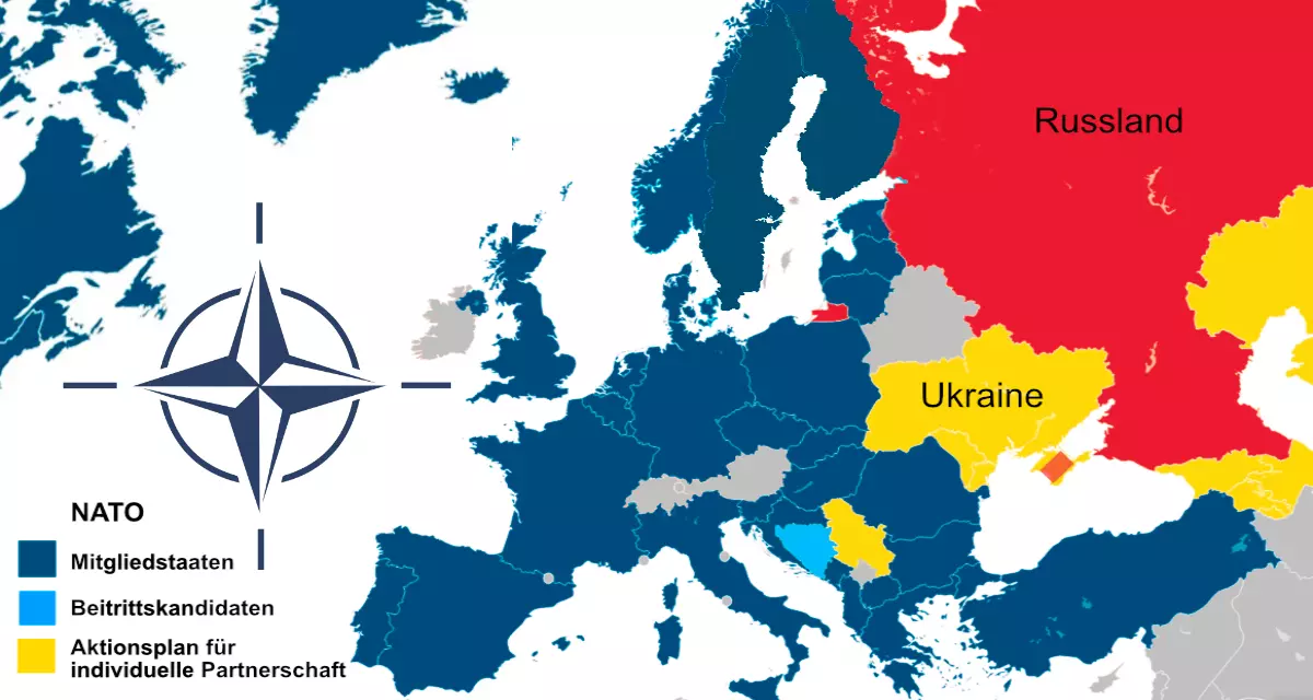 Karte der NATO-Zugehörigkeiten in Europa, Stand 2025 | Abbildung: San Jose, Patrickneil, Wikipedia, gemeinfrei | Anpassung Internetredaktion der LpB BW