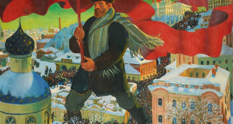 Der Bolschewik, Ölgemälde von Boris Kustodijew, 1920 | Wikipedia | gemeinfrei
