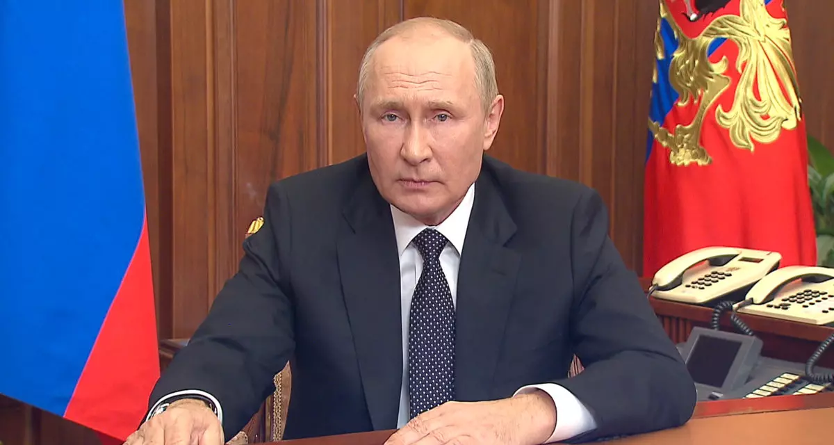 President of Russia Vladimir Putin addresses the Russian public, where he calls for a general mobilisation for the Russo-Ukrainian War, 21. September 2022 | Wikipedia | Kremlin.ru | CC BY 4.0