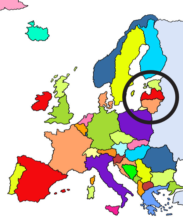 Der Kreis zeigt die Baltikum-Länder.