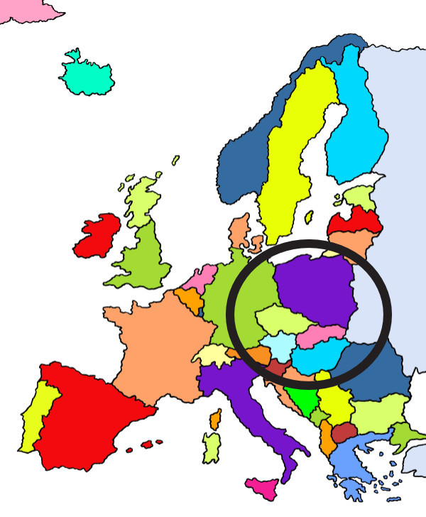 Der Kreis zeigt die Länder von Ost•mittel•europa.