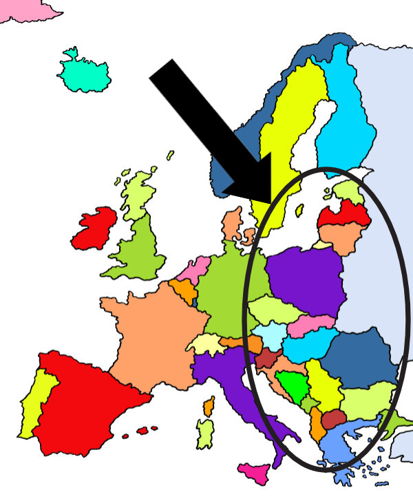 Im Kreis sind die Länder von Ost•europa