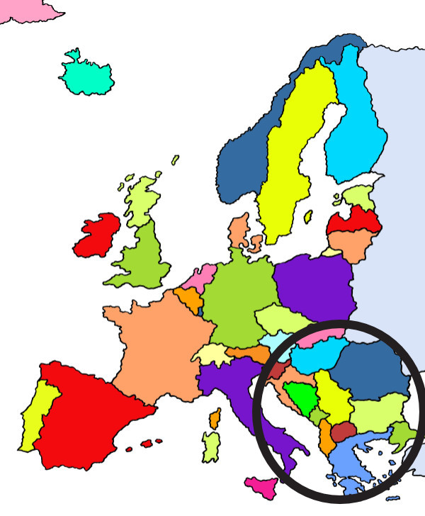 Der Kreis zeigt die Länder in Südost•europa