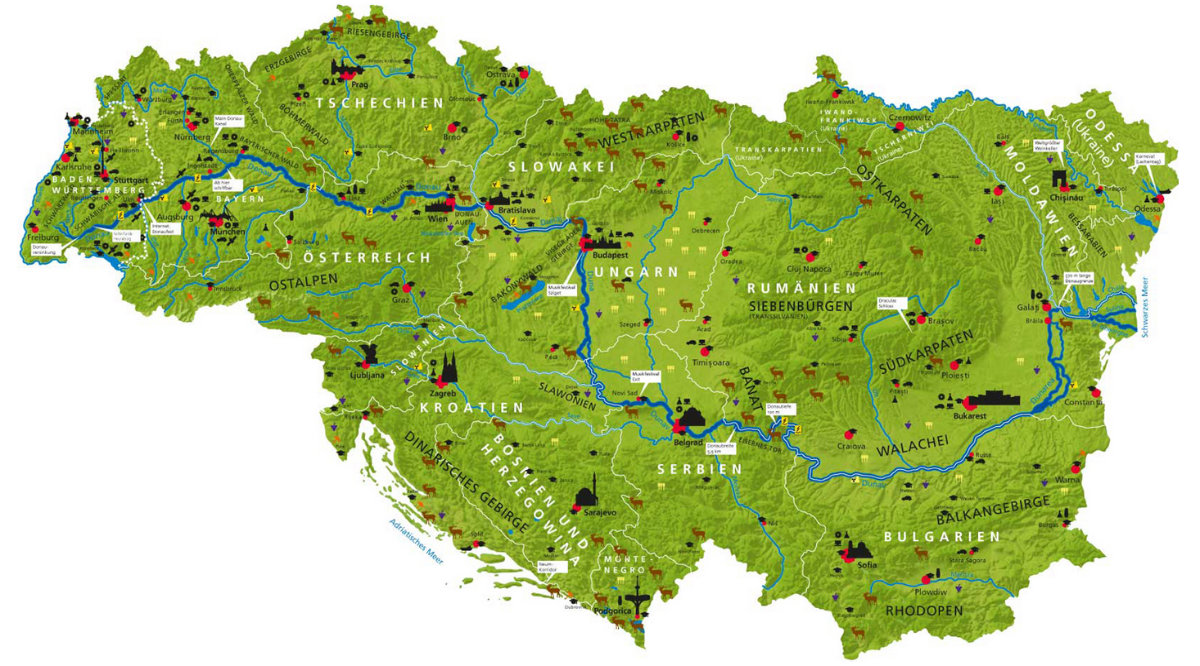 Donauraum Karte. © Förderverein Europa Zentrum Baden-Württemberg e.V.
