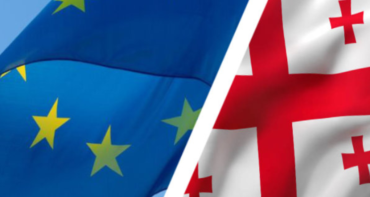 Flaggen EU und Georgien / Collage LpB BW 