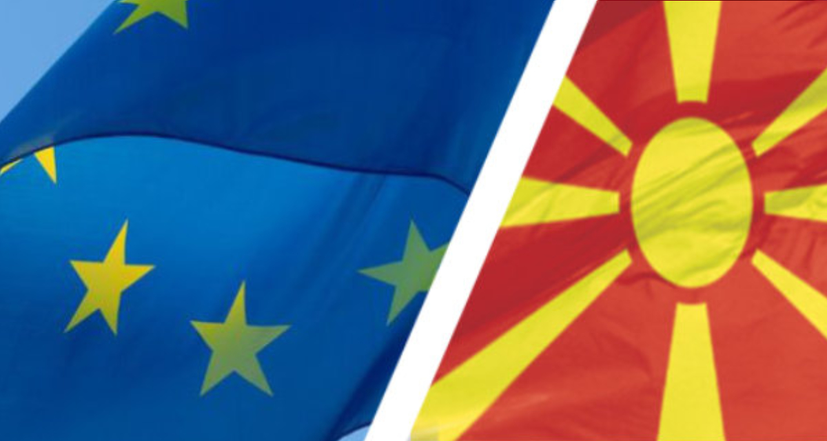 Flaggen EU und Nordmazedonien / Collage LpB BW 