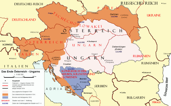 Ende Österreich-Ungarn. AlphaCentauri, Wikibooks, CC BY-SA 3.0