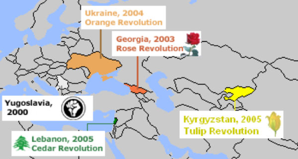 Die vier Farbenrevolutionen der Jahre 2003 bis 2005 sowie der Aufstand in der Bundesrepublik Jugoslawien (Serbien und Montenegro 2000 | Wikipedia | Aris Katsaris | CC BY-SA 3.0